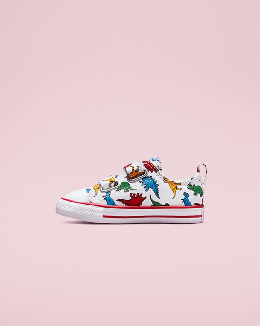 Girls' Converse Chuck Taylor All Star Easy-On Dinosaurs Low Top Shoes White / Red / Blue | AU 3541EG